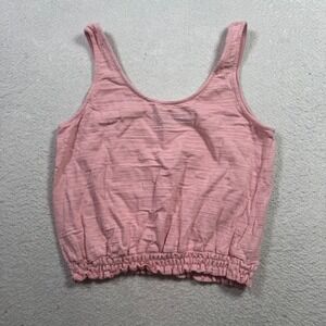Code Mode Bubble Hem Tank Top Womens Medium Pink Good Cotton Slub Scoop Neck